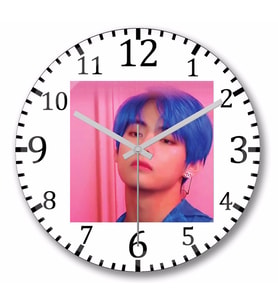 BTS V Person  Duvar Saati Bombeli Gercek Cam
