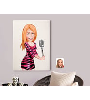 BK Gift Kişiye Özel Şarkı Söyleyen Kız Karikatürlü Kanvas Tablo 70x100cm-2