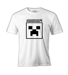Minecraft - Creeper Stencil Beyaz Erkek Tshirt