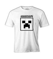 Minecraft - Creeper Stencil Beyaz Erkek Tshirt