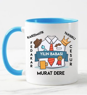 Babalara Özel İsimli Kupa Bardak Mavi
