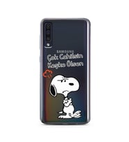 Snoopy Tasarımlı Süper Şeffaf Silikon Telefon Kılıfı Samsung A50