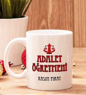 Adalet Öğretmenine Hediye Beyaz Kupa Bardak
