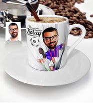 BK Gift Kişiye Özel Bay Futbolcu Bordo Mavi Karikatür Türk Kahvesi Fincanı  1