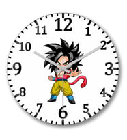 Mini Goku Super Sayajin Duvar Saati Bombeli Gercek Cam