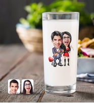 BK Gift Kişiye Özel Sevgililer Karikatürlü Rakı Bardağı-1 (Beyaz)