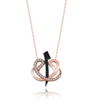 Gümüş Zirkon Taşlı " ELİF VAV " Tasarım Kolye (Rose)