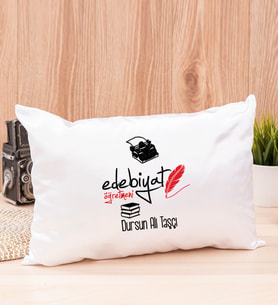 Edebiyat Öğretmeni Dikdörtgen Saten Yastık (Beyaz)