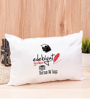 Edebiyat Öğretmeni Dikdörtgen Saten Yastık (Beyaz)