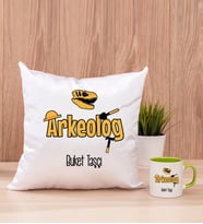 Arkeolog Kare Yastık ve Yeşil Kupa Bardak