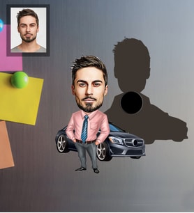 Kişiye Özel İş Adamı Karikatürlü Ahşap Magnet Bay-11