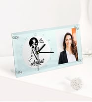 BK Gift Kişiye Özel Avukat Temalı Masaüstü Cam Saat - 15 (Beyaz)