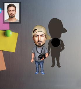 Kişiye Özel Fotoğrafçı Karikatürlü Ahşap Magnet Bay-3