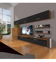 Decoraktiv Eko 8 Slm Std Tv Ünitesi Tv Sehpası (Siyah - Ceviz)