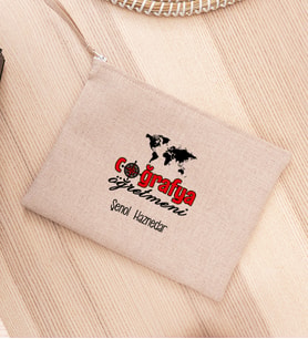 Coğrafya Öğretmeni Keten Bez El Çantası