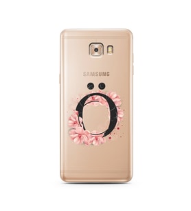 Pembe Çiçekli Harf Tasarım Süper Şeffaf Silikon Telefon Kılıfı Samsung C9  Ö-Har
