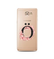 Pembe Çiçekli Harf Tasarım Süper Şeffaf Silikon Telefon Kılıfı Samsung C9  Ö-Har