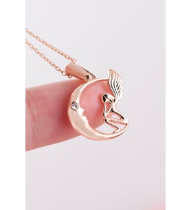 Aydaki Melek 14 K Rose Altın Kaplama Kadın Kolye