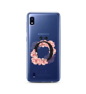 Pembe Çiçekli Harf Tasarım Süper Şeffaf Silikon Telefon Kılıfı Samsung A10 Ö-Har