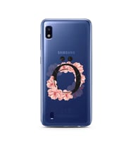 Pembe Çiçekli Harf Tasarım Süper Şeffaf Silikon Telefon Kılıfı Samsung A10 Ö-Har
