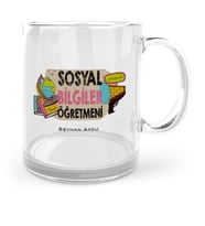 BK Gift Kişiye Özel Sosyal Bilgiler Öğretmeni Cam Kupa Bardak  3