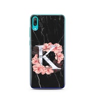 Mermer Çiçekli Harf Tasarım Süper Şeffaf Silikon Telefon Kılıfı Huawei Y7 Prime 