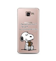 Snoopy Tasarımlı Süper Şeffaf Silikon Telefon Kılıfı Samsung A7 (2016)