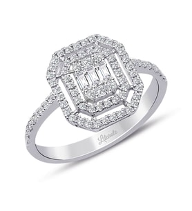 0.40 Ct Çift Sıra Baget Kare Tektaş Yüzük