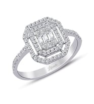 0.40 Ct Çift Sıra Baget Kare Tektaş Yüzük