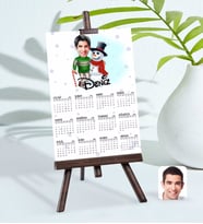 BK Gift Kişiye Özel 15x21 cm Fotoğraf Kartlı Erkek Yeni Yıl Karikatürlü Şövaleli 2024 Takvim -2 (Beyaz)