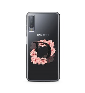 Pembe Çiçekli Harf Tasarım Süper Şeffaf Silikon Telefon Kılıfı Samsung A7 (2017)