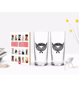 BK Gift Kişiye Özel Renkli Baskılı İsimli İkili Rakı Bardağı ve Rakı Cep Kitabı Hediye Seti-23 (Model 1)