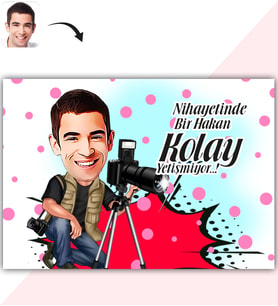 BK Gift Kişiye Özel Bay Fotoğraf Sanatçısı Karikatür Baskılı Yaş Pasta İçin Yenilebilir Şekerli Kağıt  1(Sadece Kağıt)