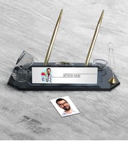 BK Gift Kişiye Özel Bay Kimya Mühendisi Karikatür Saatli Kristal Masa İsimliği Seti  1