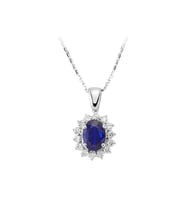 Sirius Pırlanta ve Oval Safir Taşlı Anturaj Kolye 0717P0021