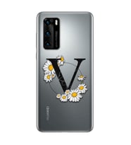 Papatya Harf Tasarım Süper Şeffaf Silikon Telefon Kılıfı Huawei P40 Pro V-Harfi