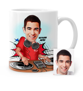 BK Gift Kişiye Özel Dj Karikatür Beyaz Kupa Bardak