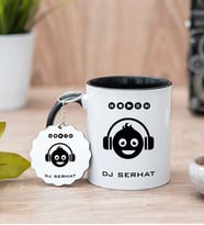 Emoji Tasarım Siyah Kupa Bardak Ve Anahtarlık Set