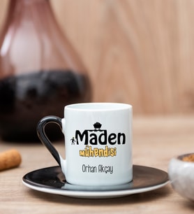 Maden Mühendisine Hediye Siyah Türk Kahvesi Fincanı