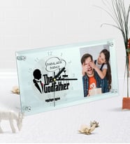 BK Gift Kişiye Özel Fotoğraflı Babaların Babası Masaüstü Cam Saat-3 (Beyaz)