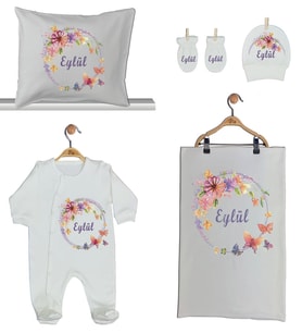 Pia Baby Gl 1923-02 İsme Özel Beşli Tulum Set