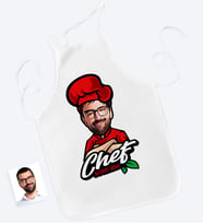 BK Gift Kişiye Özel Bay Chef Karikatürlü Mutfak Önlüğü-10 (Beyaz)
