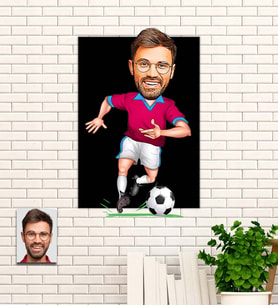 Kişiye Özel Bordo Mavi  Karikatür Ahşap Tablo