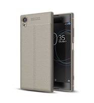 Sony Xperia XA1 Plus Kılıf Zore Niss Deri Desenli Silikon Kılıf (Gri)