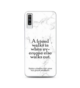 Samsung A70 Beyaz Mermer Söz Tasarımlı Telefon Kılıfı
