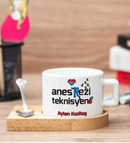 Anestezi Teknisyenine Hediye Ahşap Altlıklı Fincan