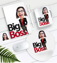 BK Gift Kişiye Özel Bayan Big Boss Karikatürlü Defter Kalem Kupa Mouse Pad Seti-2 (Model 1)