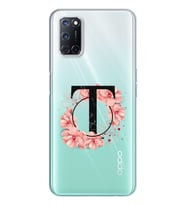 Pembe Çiçekli Harf Tasarım Süper Şeffaf Silikon Telefon Kılıfı Oppo A52-A72 T-Ha