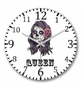 Queen Duvar Saati Bombeli Gercek Cam
