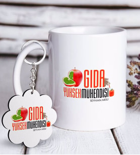 BK Gift Kişiye Özel Mesleki Gıda Yüksek Mühendisi Beyaz Kupa ve Anahtarlık Hediye Seti (Model 1)